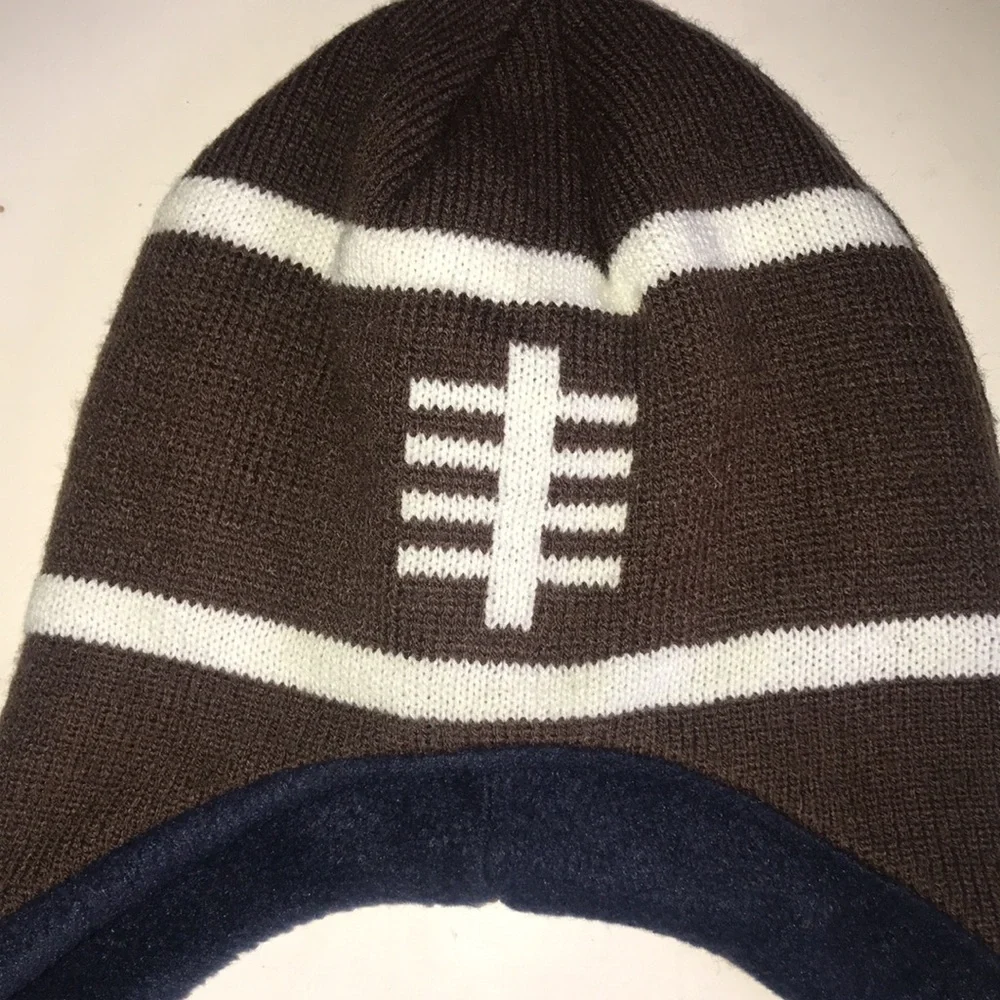Boy’s Knit Football Beanie with Tassels